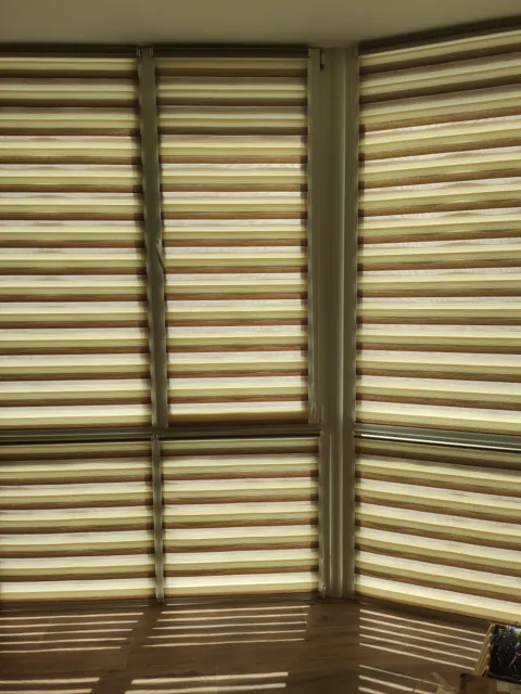 Jaluzele Zi-Noapte aurii pe ferestre înalte